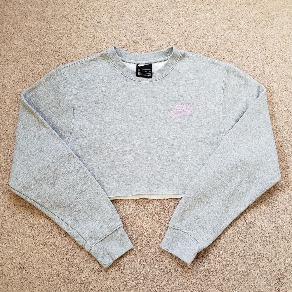 Nike EYBL Cropped Cut-off Crew-Neck Sweatshirt Gray Women's Size XS Activewear